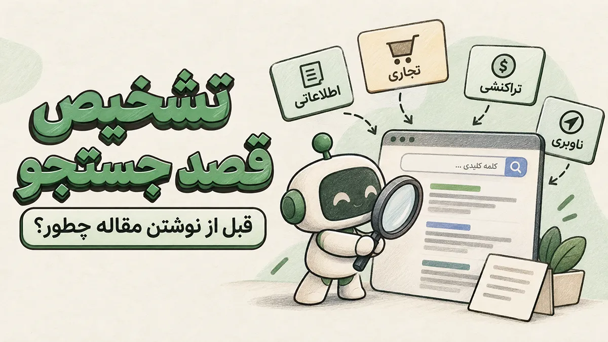تصویرسازی تشخیص قصد جستجو پیش از نوشتن مقاله با بررسی انواع نیت کاربر و نتایج جستجو
